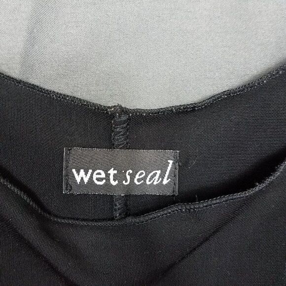 Wet Seal Medium Black Sleeveless Pull On Sheath Dress Asymmetrical Hem Stretch M - Picture 6 of 11